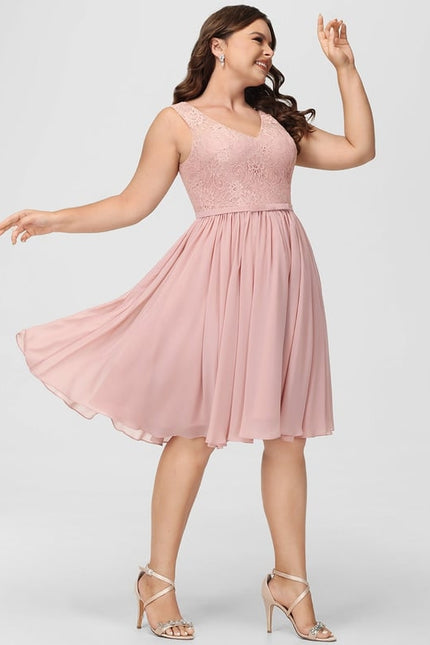 Robe Trapèze Rose Pastel Dentelle Mousseline - gallery 9