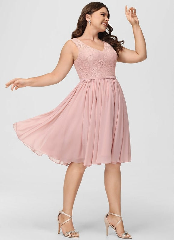 Robe Trapèze Rose Pastel Dentelle Mousseline - gallery 9