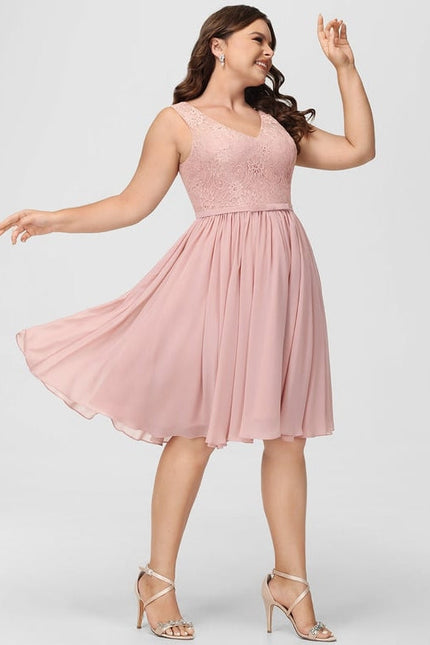 Robe Trapèze Rose Pastel Dentelle Mousseline - gallery 9