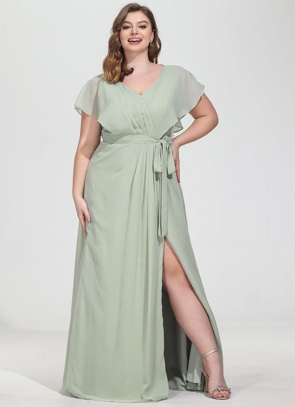 Robe Trapèze Mousseline Fendue - gallery 7