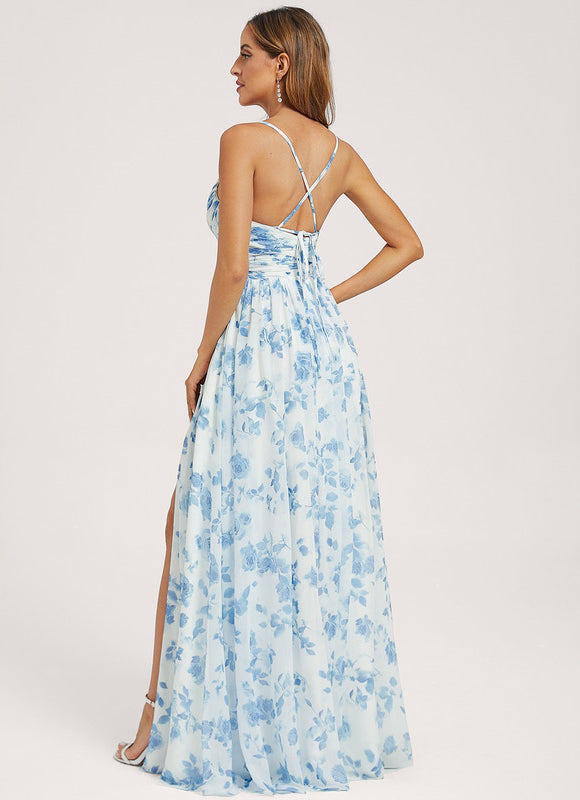 Robe Trapèze Longue Beige Élégante - gallery 5