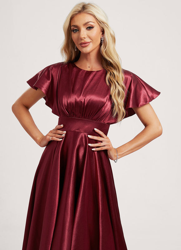 Robe Trapèze Rouge Satiné Élégant - gallery 3
