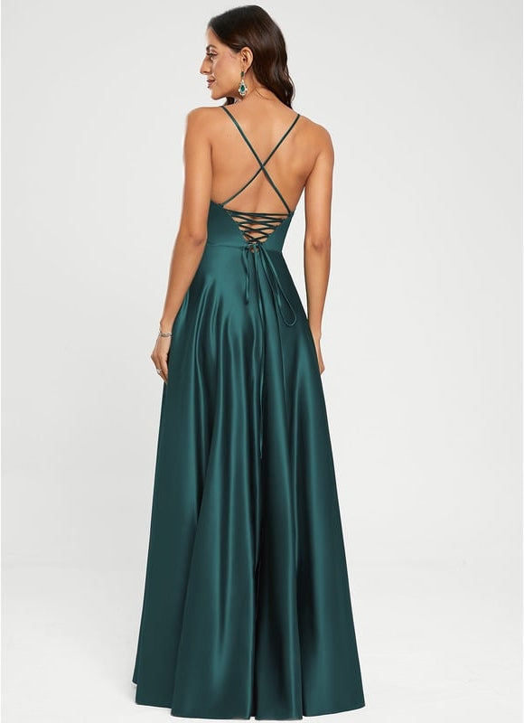 Robe Trapèze Éclat Satiné Doré - gallery 3