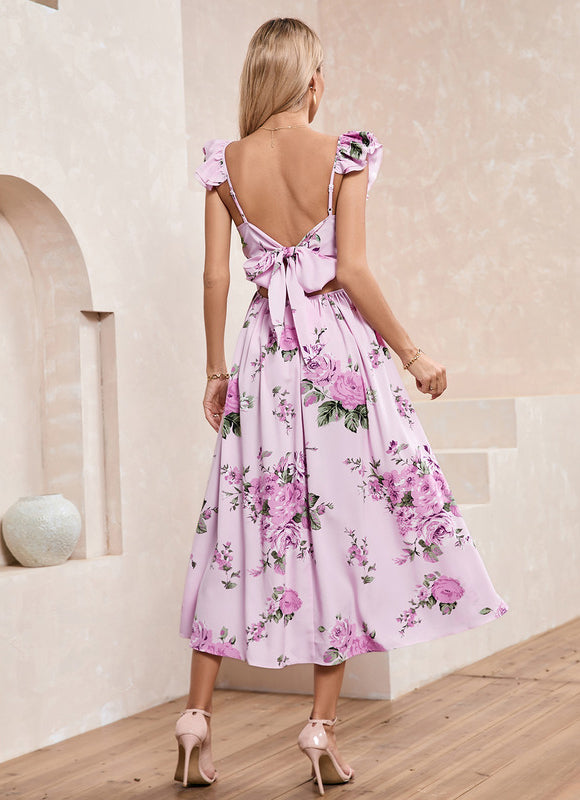 Robe Trapèze Rosée Épanouie - gallery 4
