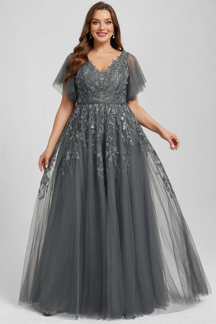 Robe Trapèze Élégance Grise Tulle - gallery 9