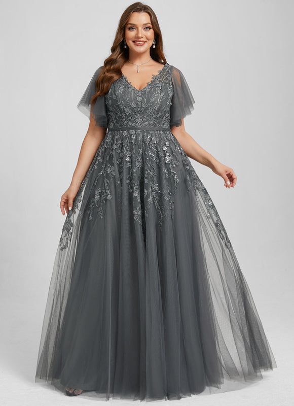 Robe Trapèze Élégance Grise Tulle - gallery 9