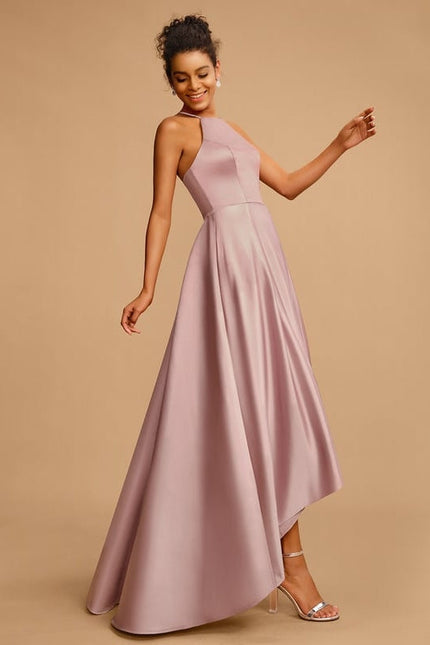 Robe Trapèze Satin Rosé Élancé - gallery 2