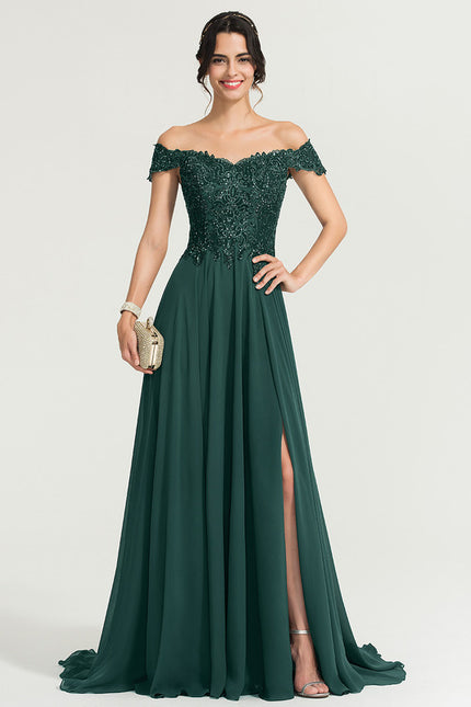 Robe Trapèze Verte Bal De Dentelle Pâles - gallery 2