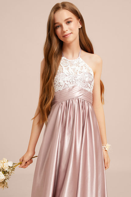 Robe Trapèze Halter Satinée Rose