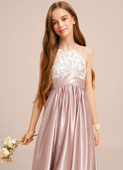 Robe Trapèze Halter Satinée Rose