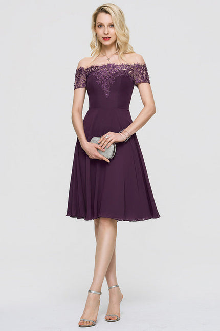 Robe Trapèze Violet Élégance Chic - gallery 3