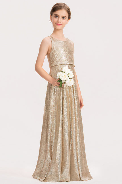 Robe Trapèze Pailletée Dorée - gallery 1