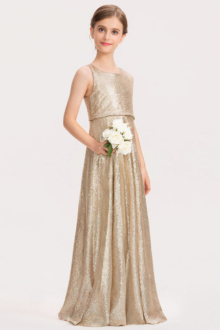 Robe Trapèze Pailletée Dorée - gallery 1