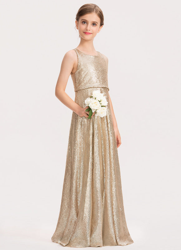 Robe Trapèze Pailletée Dorée - gallery 1