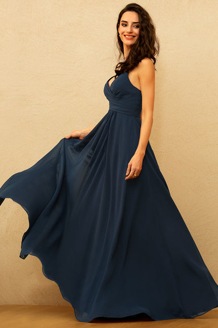 Robe Trapèze Bleu Élégant Longue - gallery 1