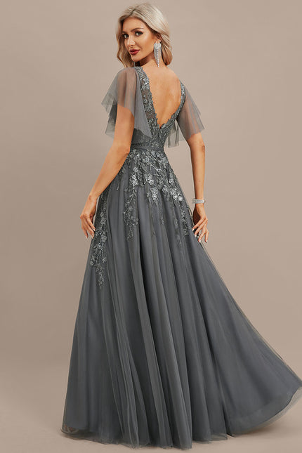 Robe Trapèze Élégance Grise Tulle - gallery 6