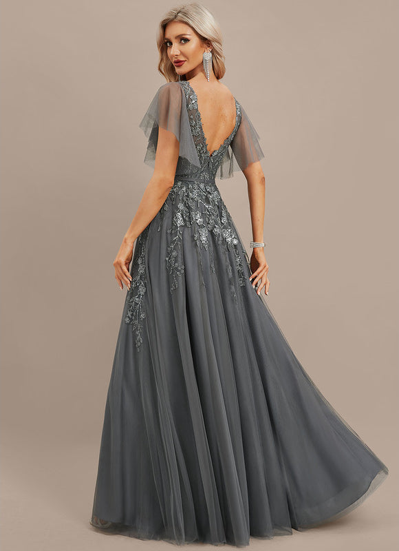 Robe Trapèze Élégance Grise Tulle - gallery 6