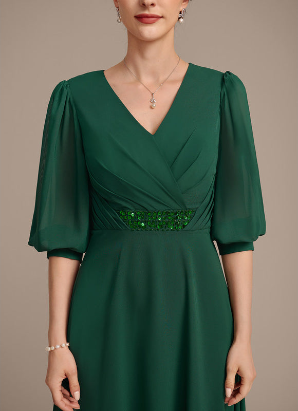 Robe Trapèze Vert Émeraude Élégant - gallery 7