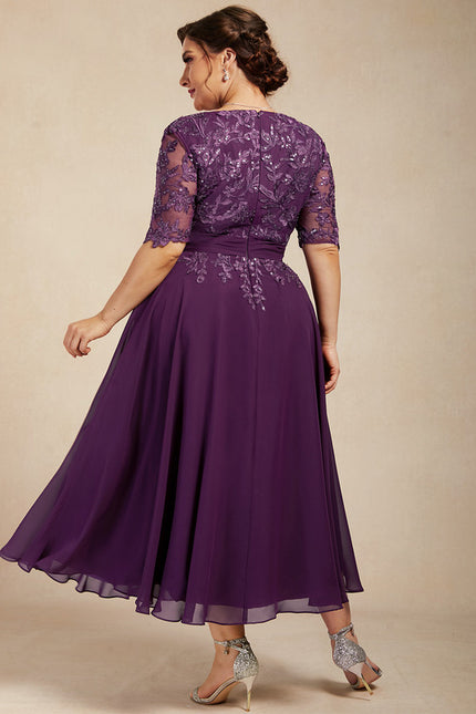Robe Trapèze Violet Éclat Satiné - gallery 8