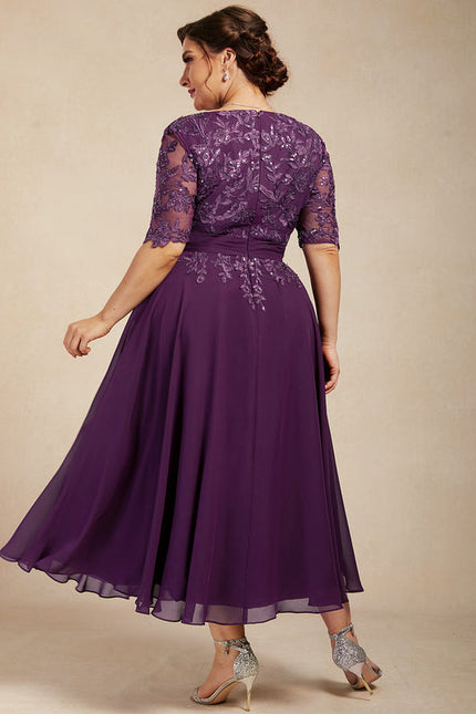 Robe Trapèze Violet Éclat Satiné - gallery 8