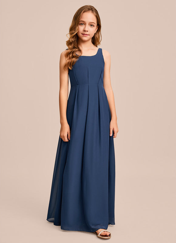 Robe Trapèze Mousseline Bleue - gallery 3