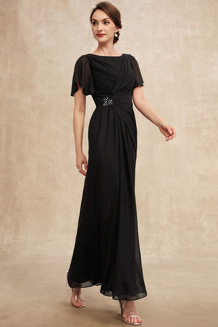 Robe Trapèze Noire Plissée Mousseline