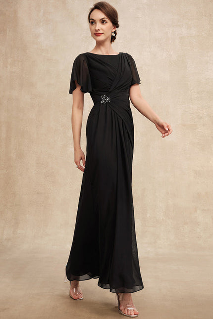 Robe Trapèze Noire Plissée Mousseline