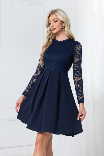 Robe Trapèze Dentelle Marine
