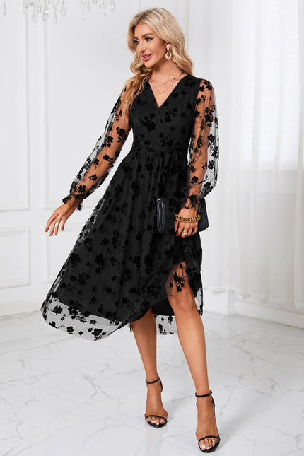 Robe Trapèze Noir Floral Aérien