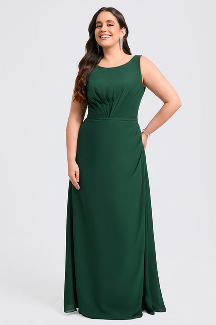 Robe Trapèze Verte Mousseline Longue - gallery 5