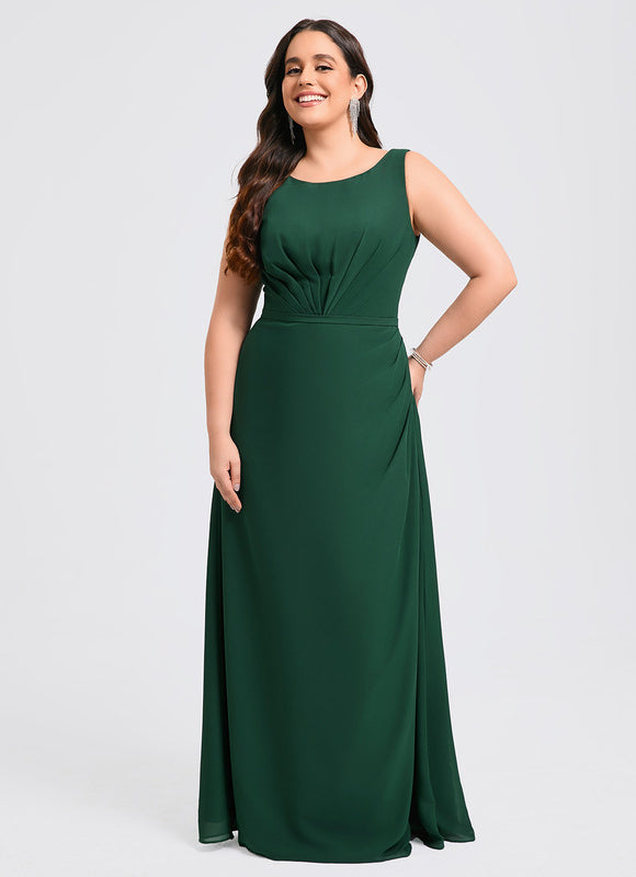 Robe Trapèze Verte Mousseline Longue - gallery 5
