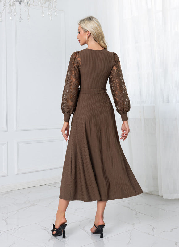 Robe Trapèze Châtaigne Élégante - gallery 1