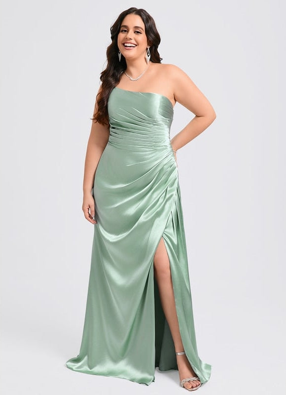 Robe Trapèze Satin Céleste - gallery 6