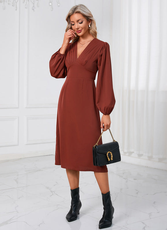 Robe Trapèze Chocolat Satinée - gallery 5