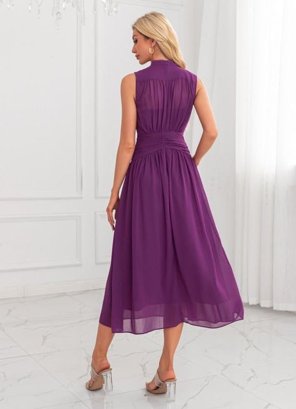 Robe Trapèze Violet Élégant - gallery 2