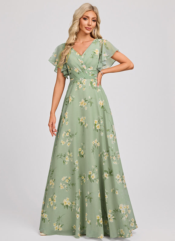 Robe Trapèze Mousseline Fendue - gallery 1