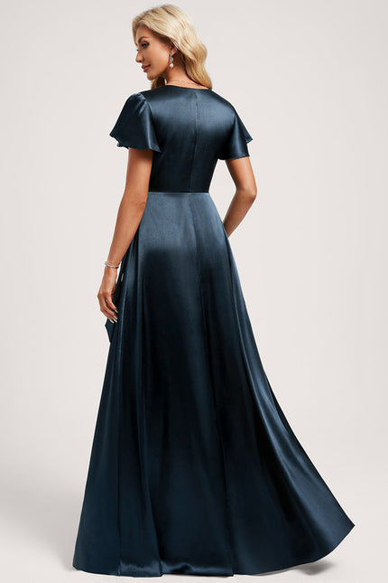 Robe Trapèze Satin Doré Élégante - gallery 4