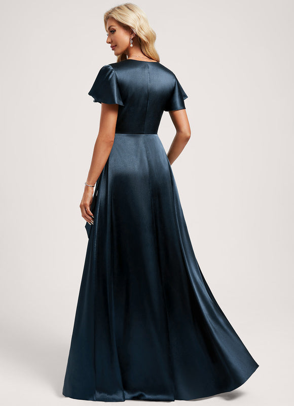 Robe Trapèze Satin Doré Élégante - gallery 4