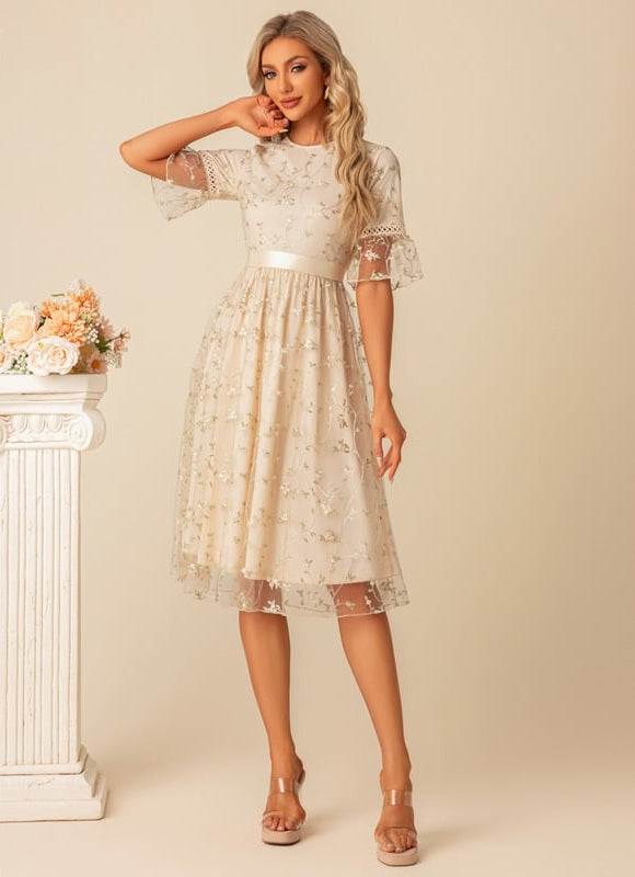 Robe Trapèze Floral Évanescence - gallery 1