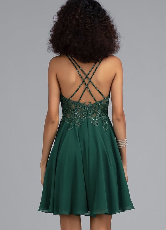 Robe Trapèze Émeraude Éphémère - gallery 2