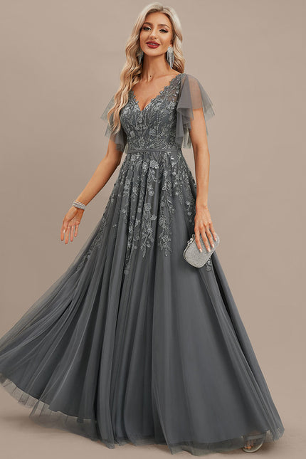 Robe Trapèze Élégance Grise Tulle