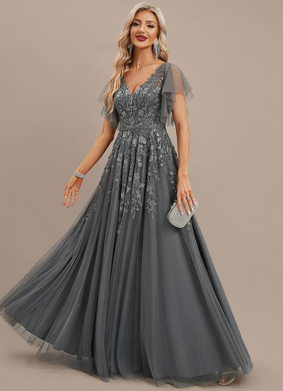 Robe Trapèze Élégance Grise Tulle