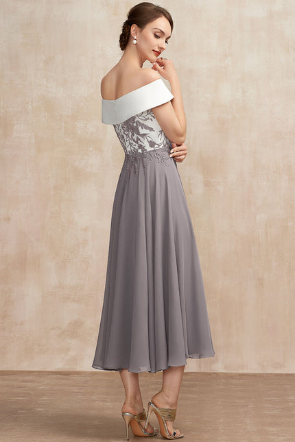 Robe Trapèze Satin Éclat Grisé - gallery 2