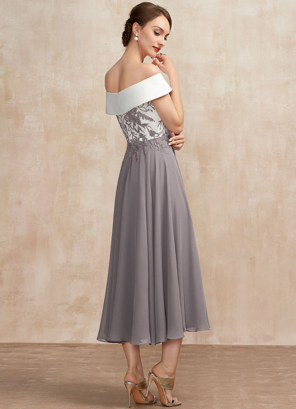 Robe Trapèze Satin Éclat Grisé - gallery 2