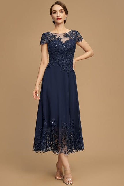 Robe Trapèze Bleu Élégance Chic - gallery 5