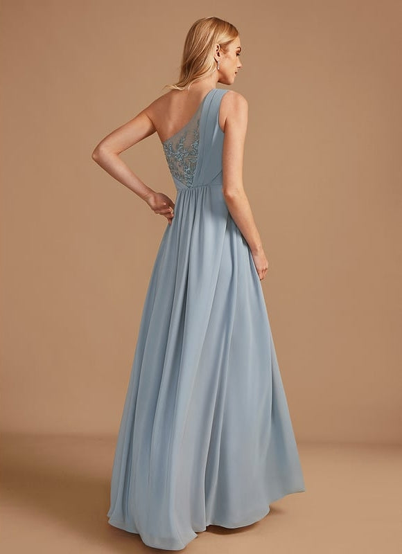 Robe Trapèze Bleu Ciel Décolletée Asymétrique - gallery 4