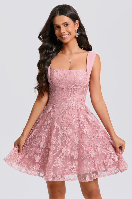 Robe Trapèze Rose Étoilée