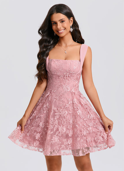 Robe Trapèze Rose Étoilée