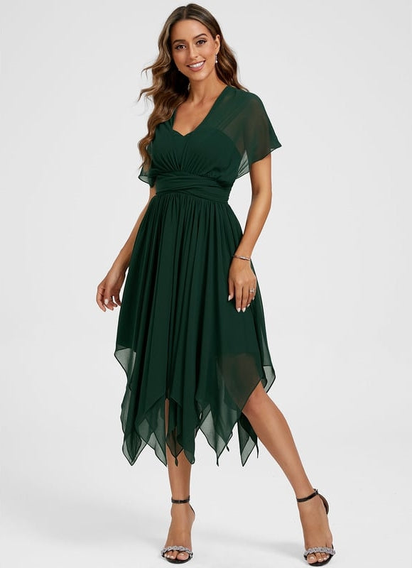 Robe Trapèze Mousseline Émeraude - gallery 5