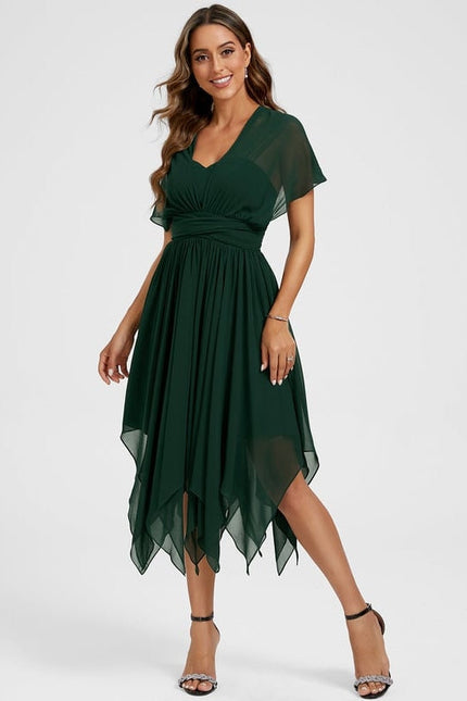 Robe Trapèze Mousseline Émeraude - gallery 5